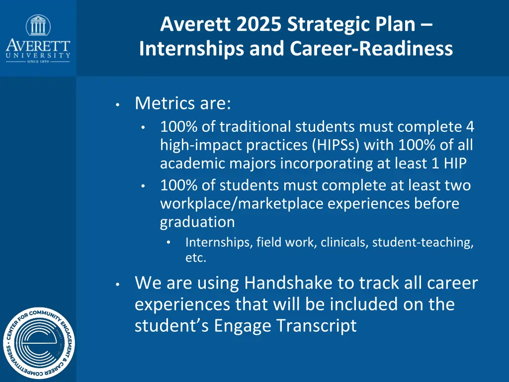 averett 2025 strategic plan internships