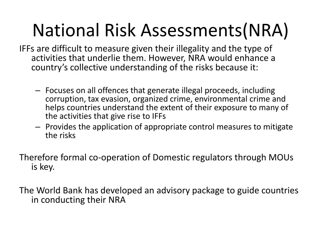 national risk assessments nra iffs are difficult