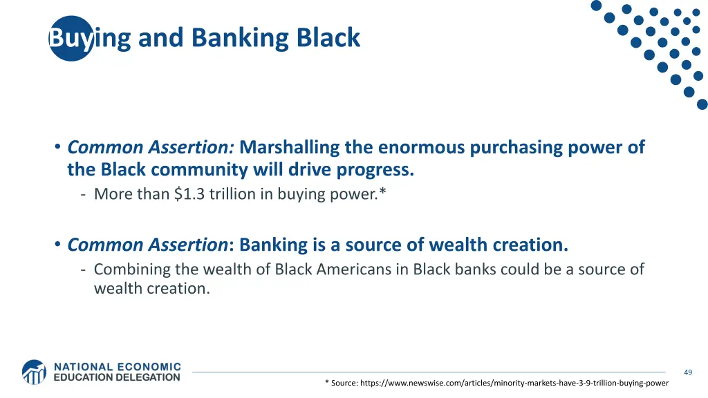 buying and banking black