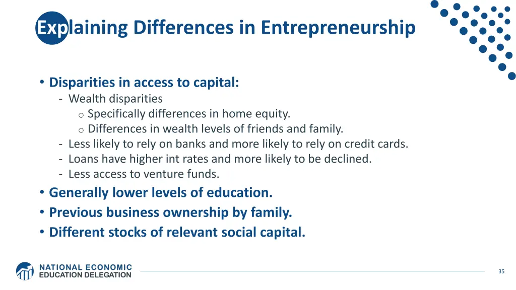 explaining differences in entrepreneurship