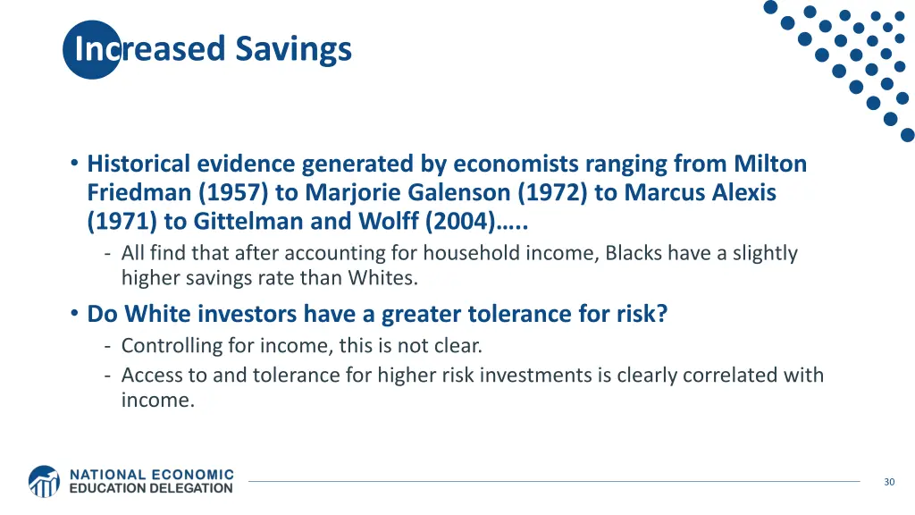 increased savings