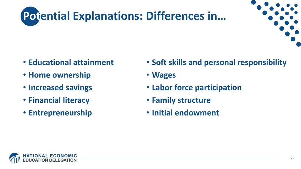 pot ential explanations differences in