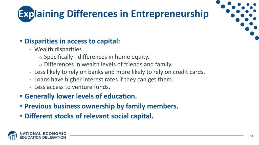explaining differences in entrepreneurship