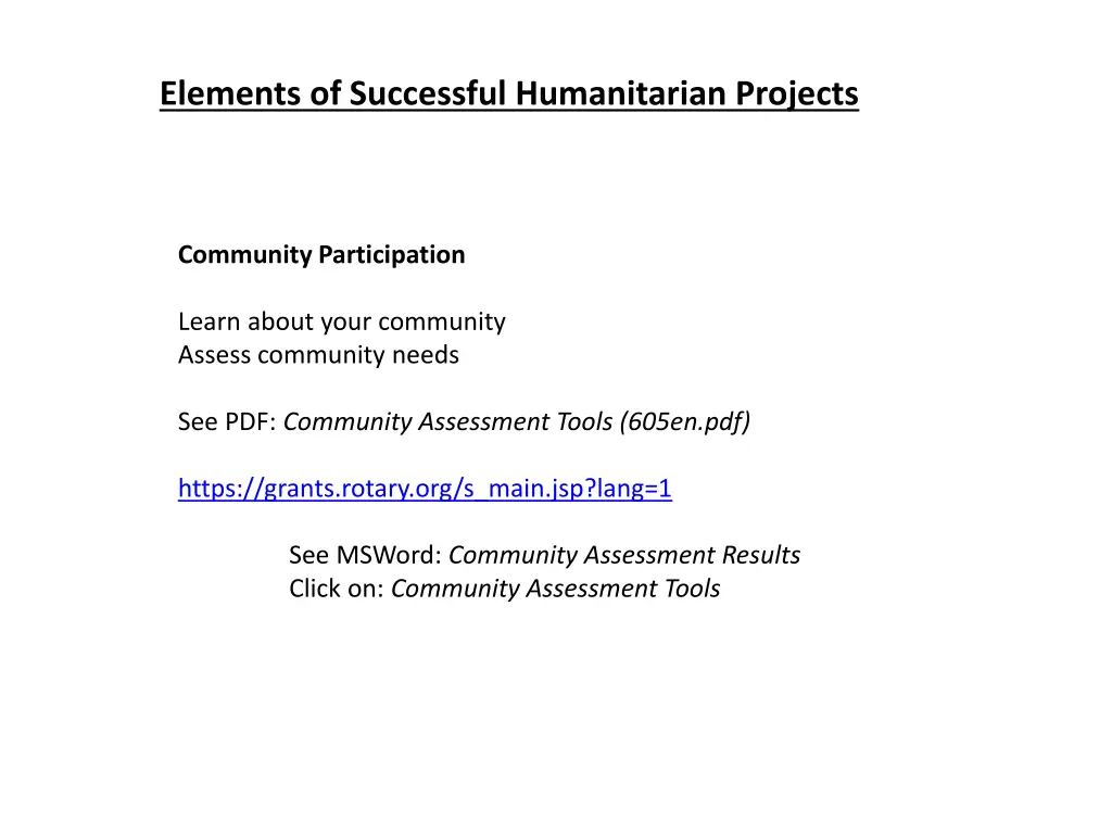 elements of successful humanitarian projects 2