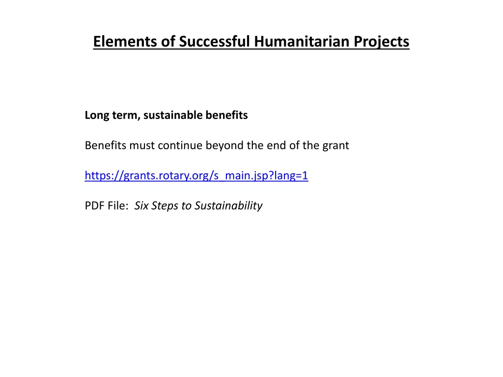 elements of successful humanitarian projects 3
