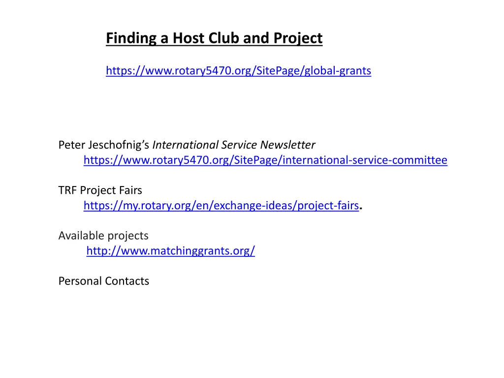 finding a host club and project