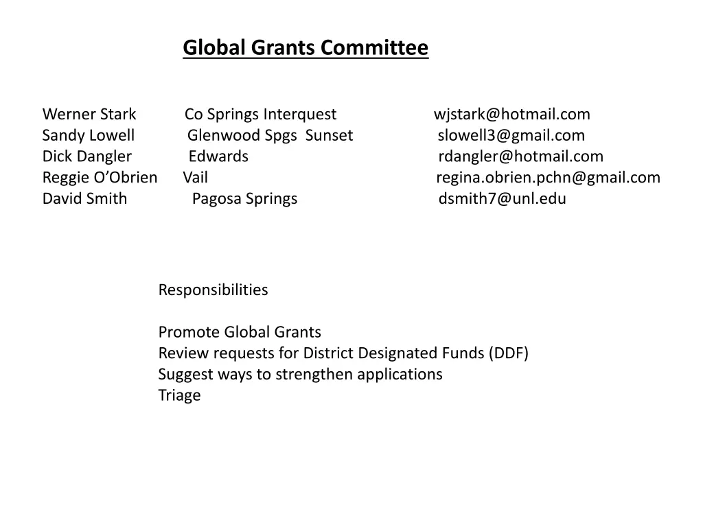 global grants committee