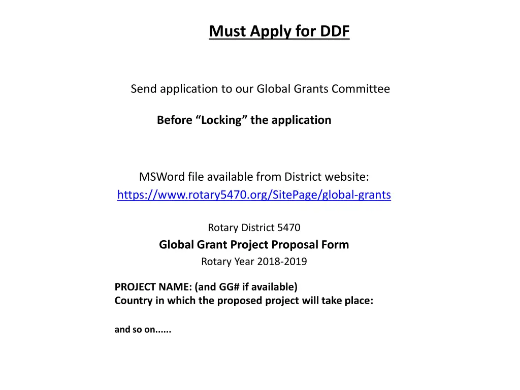 must apply for ddf