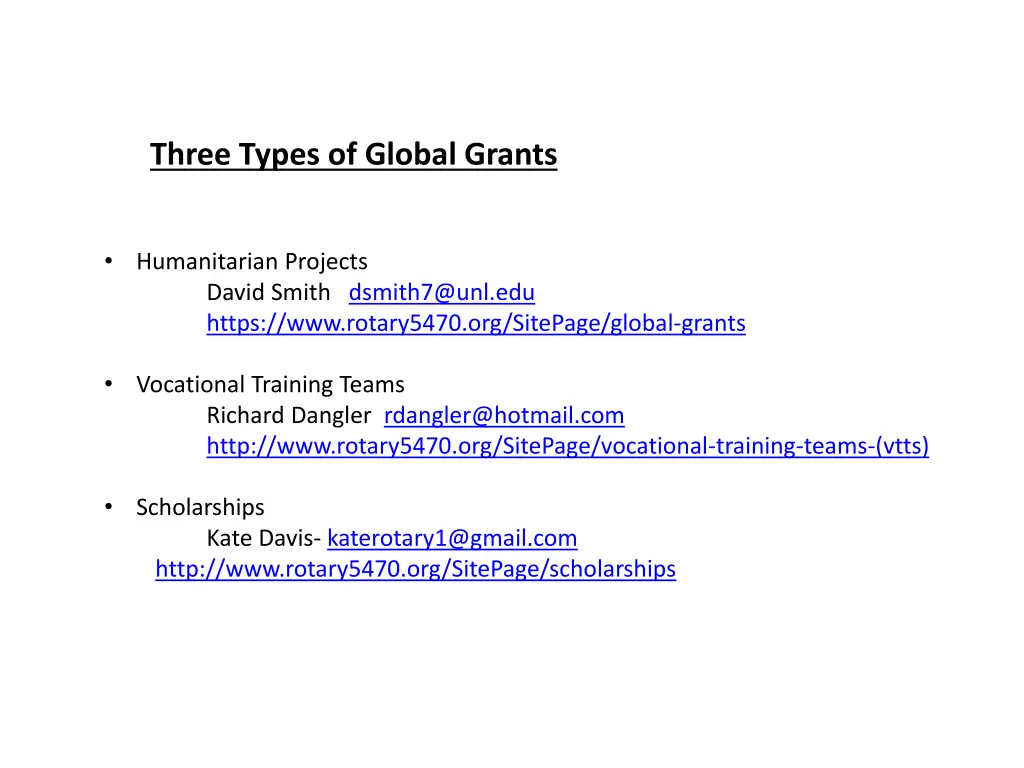 three types of global grants