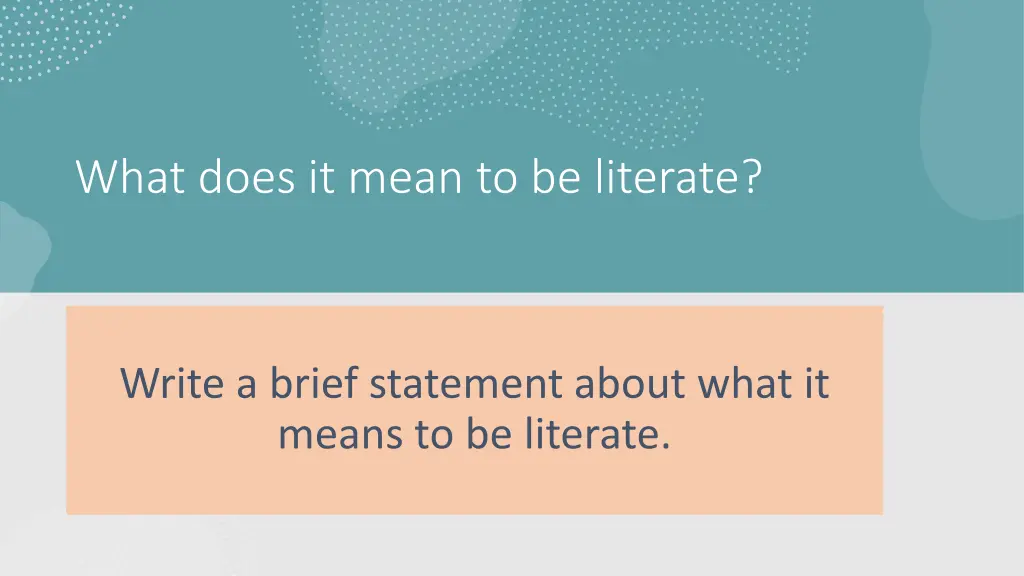 what does it mean to be literate