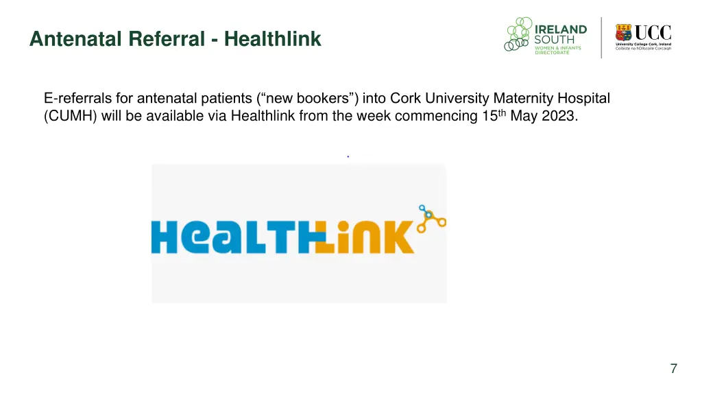 antenatal referral healthlink