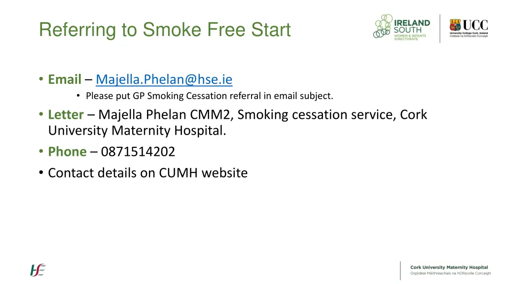 referring to smoke free start