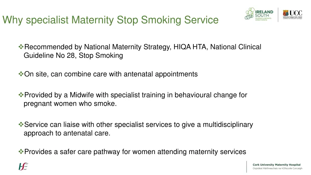 why specialist maternity stop smoking service