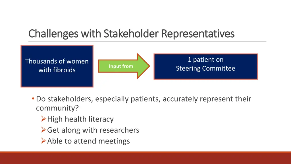 challenges with stakeholder representatives
