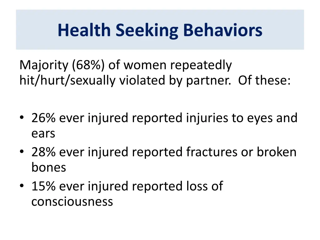 health seeking behaviors