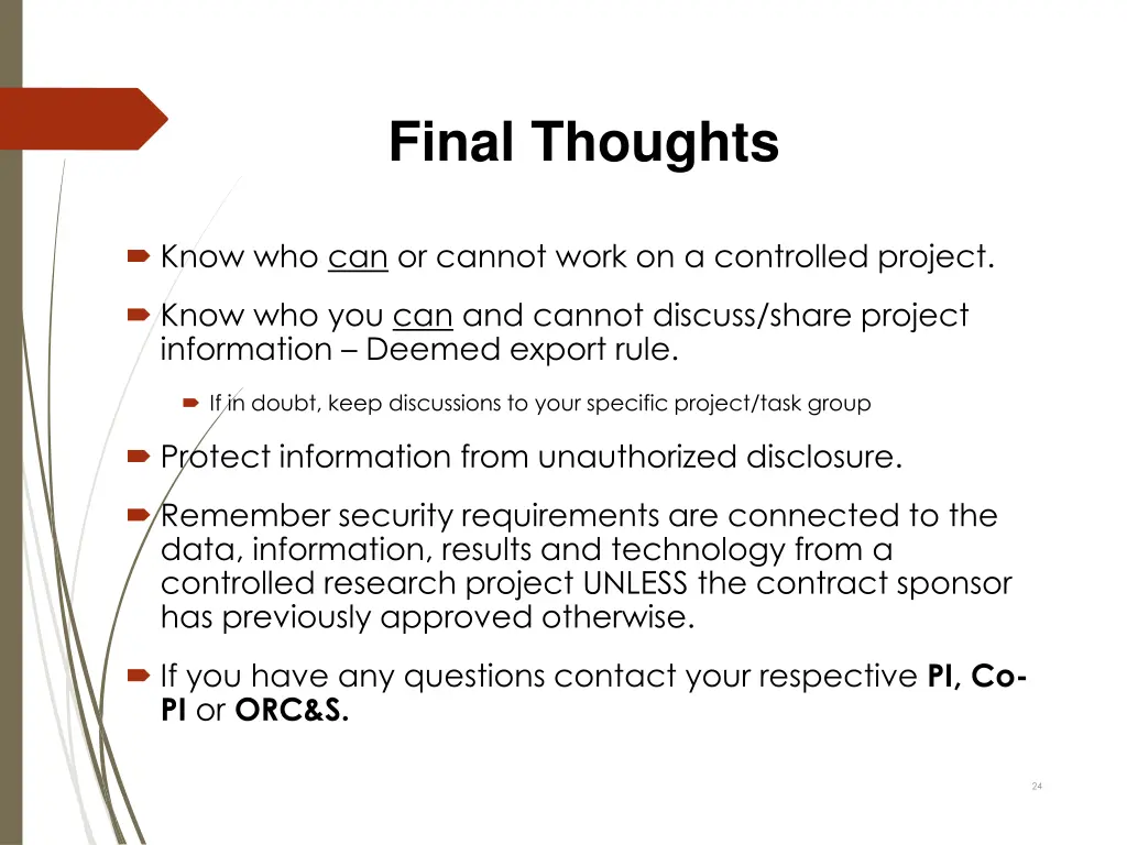 final thoughts