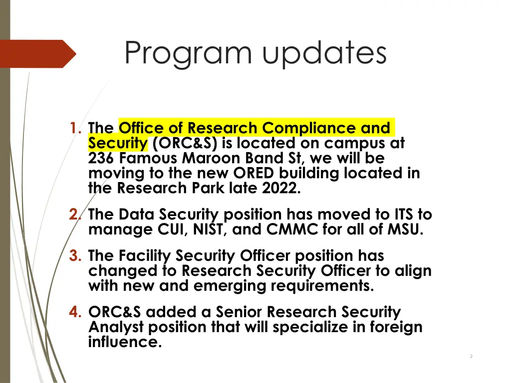 program updates