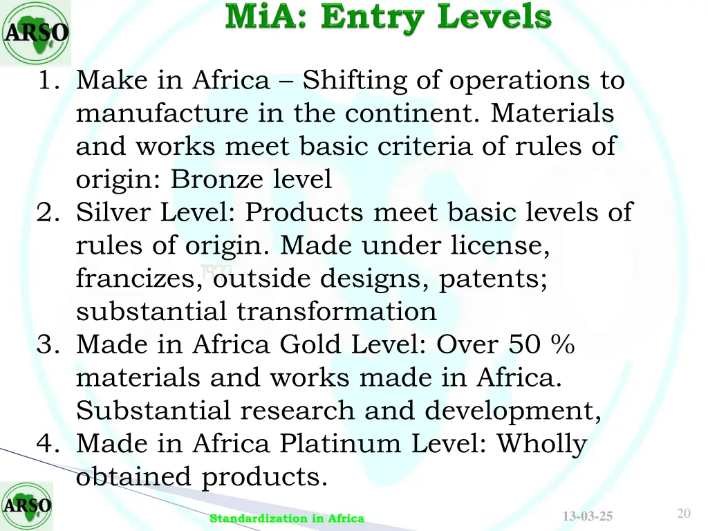1 make in africa shifting of operations