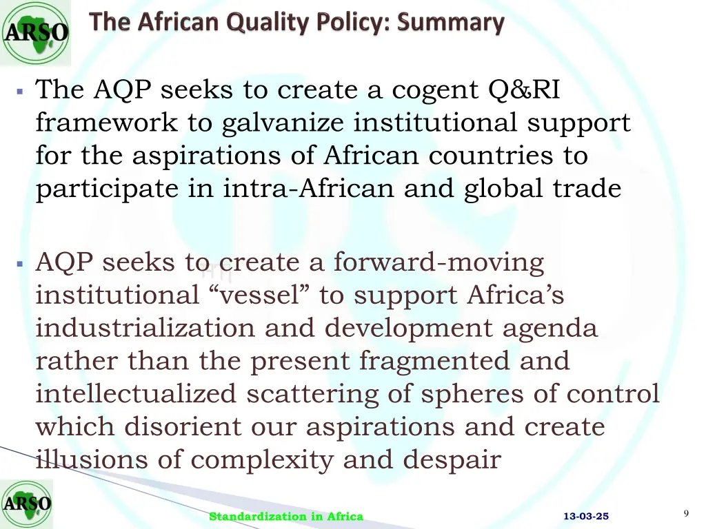 the aqp seeks to create a cogent q ri framework