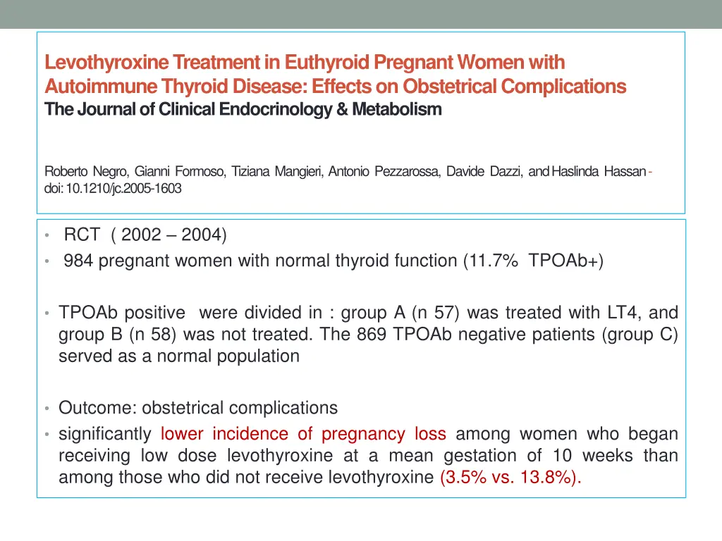 levothyroxine treatment in euthyroid pregnant