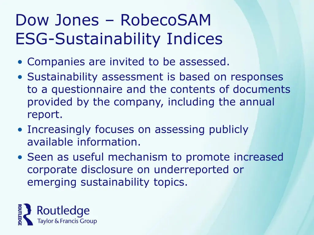 dow jones robecosam esg sustainability indices