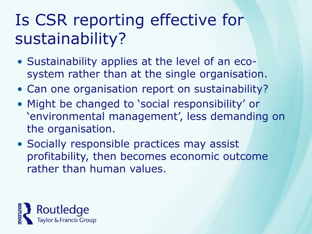 is csr reporting effective for sustainability