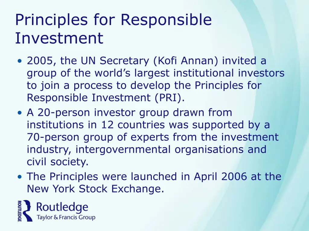 principles for responsible investment