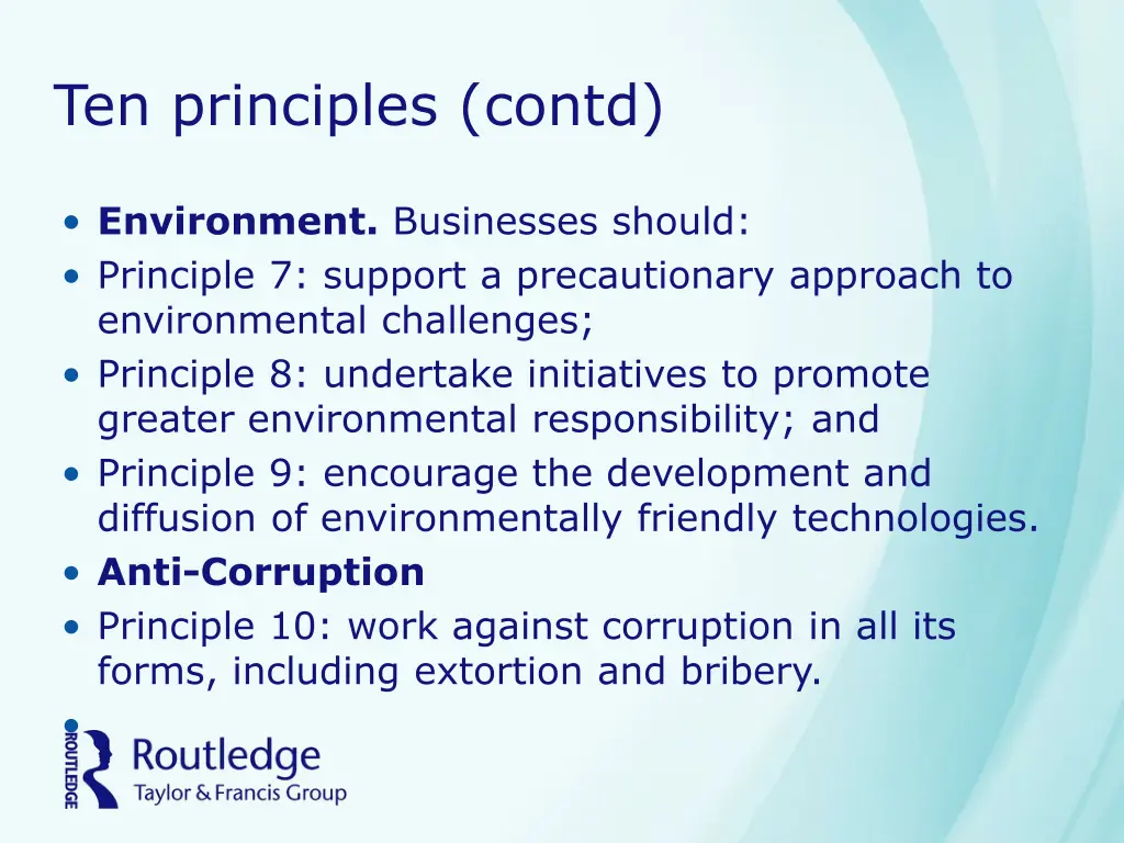ten principles contd