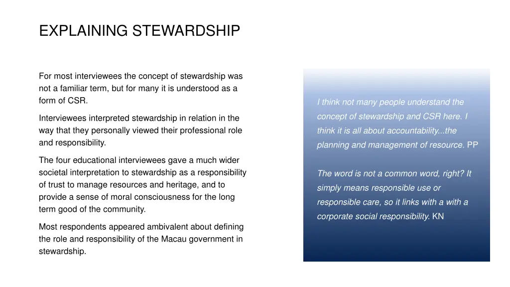 explaining stewardship