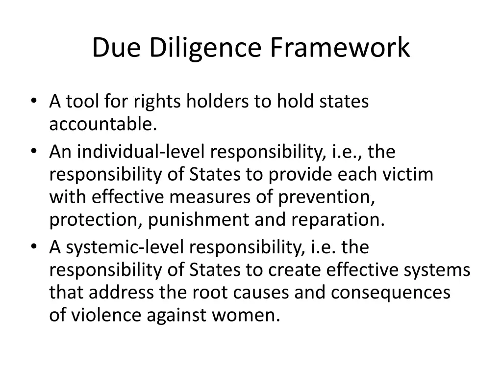 due diligence framework