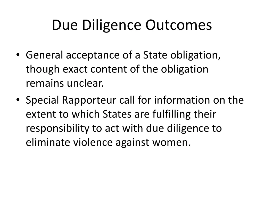 due diligence outcomes 1