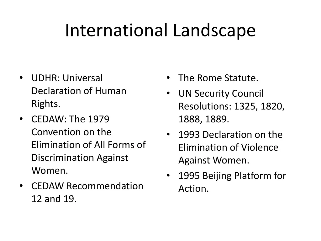 international landscape