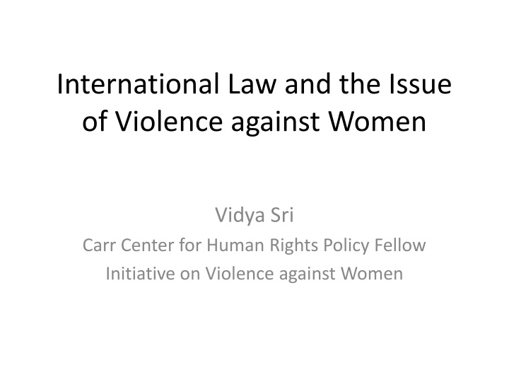 international law and the issue of violence