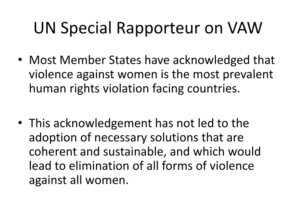 un special rapporteur on vaw