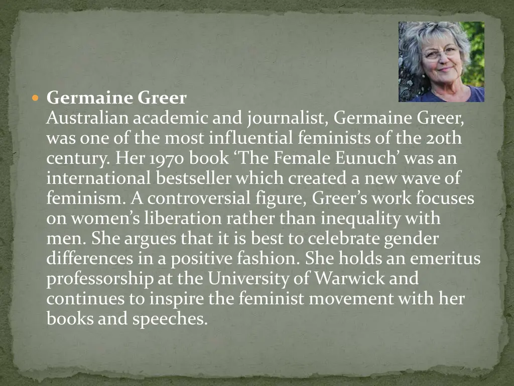 germaine greer australian academic and journalist