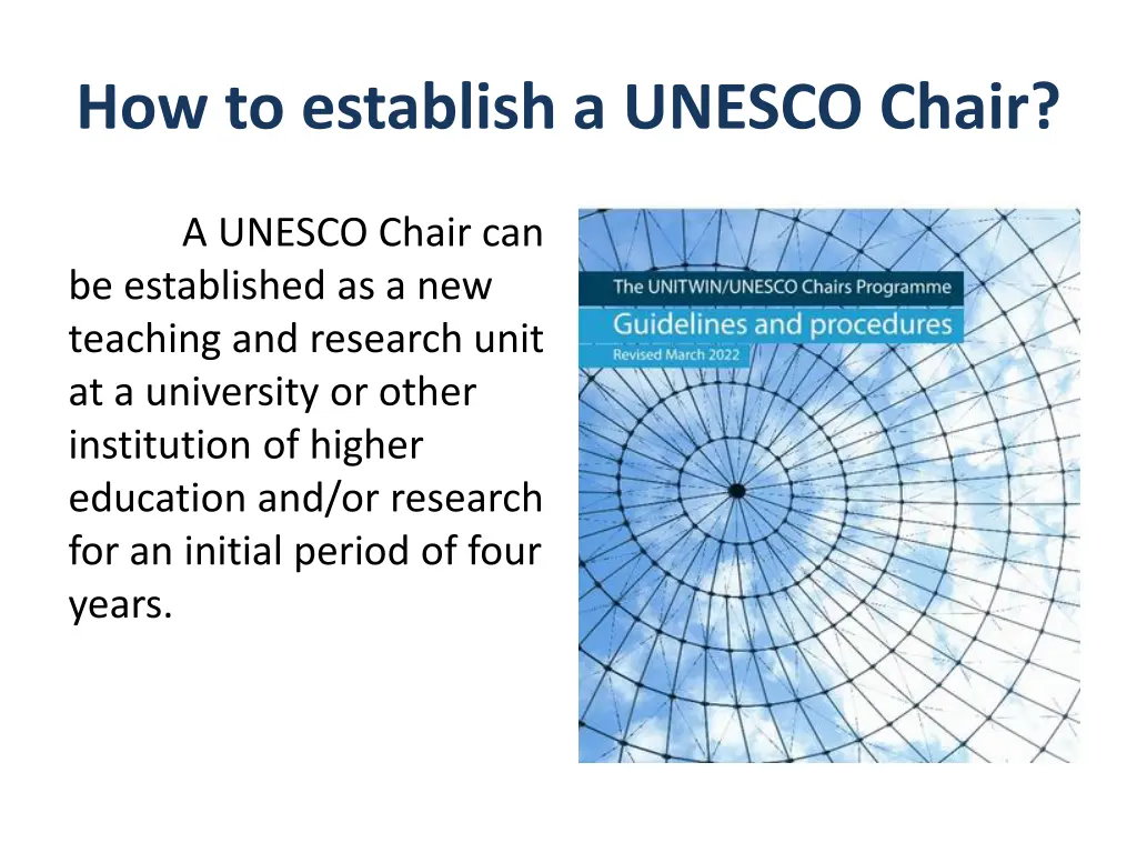 how to establish a unesco chair