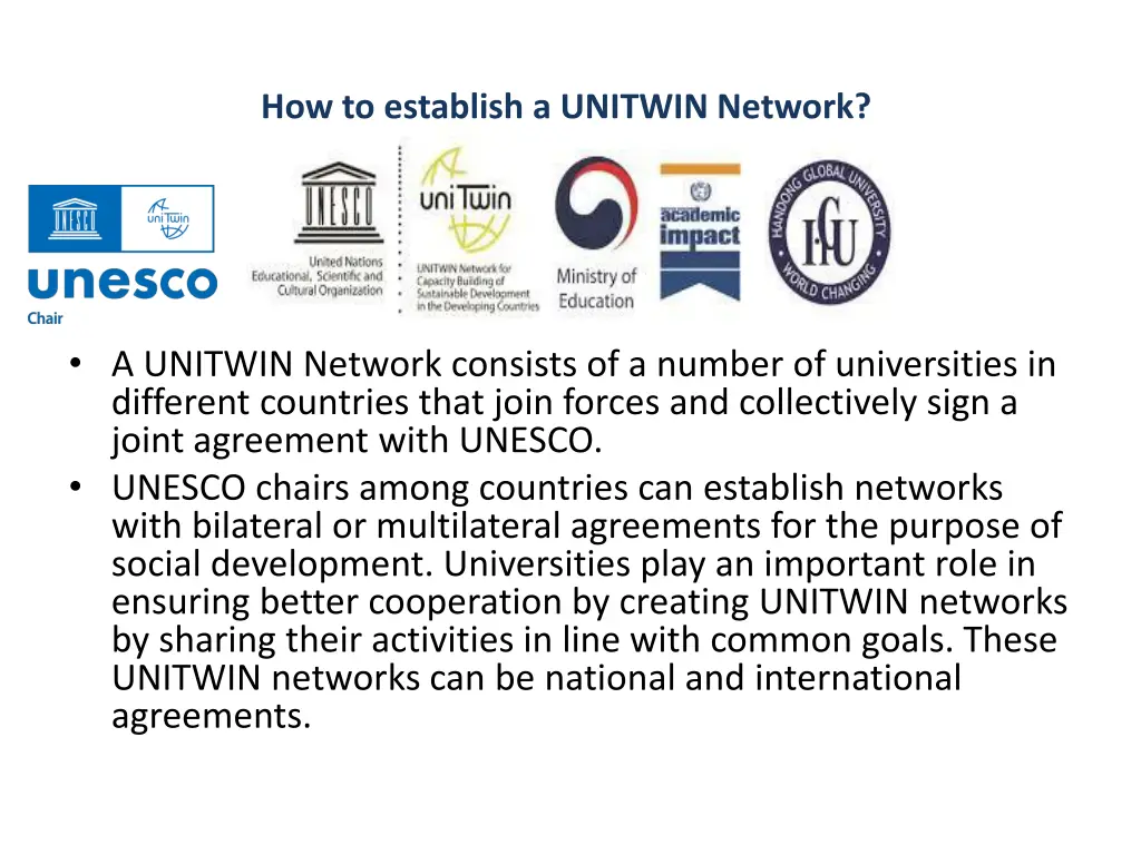 how to establish a unitwin network