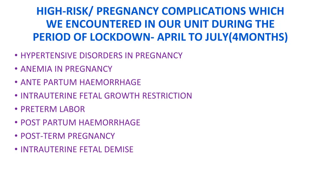 high risk pregnancy complications which