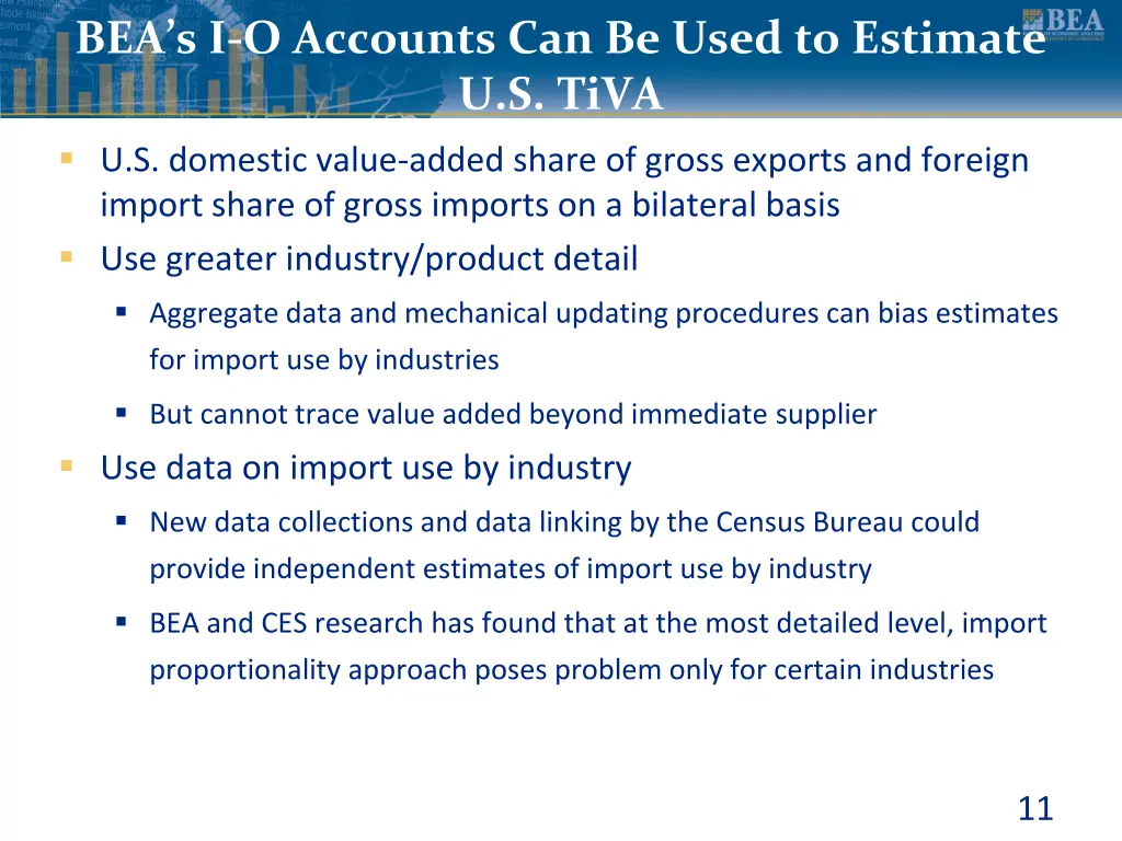 bea s i o accounts can be used to estimate
