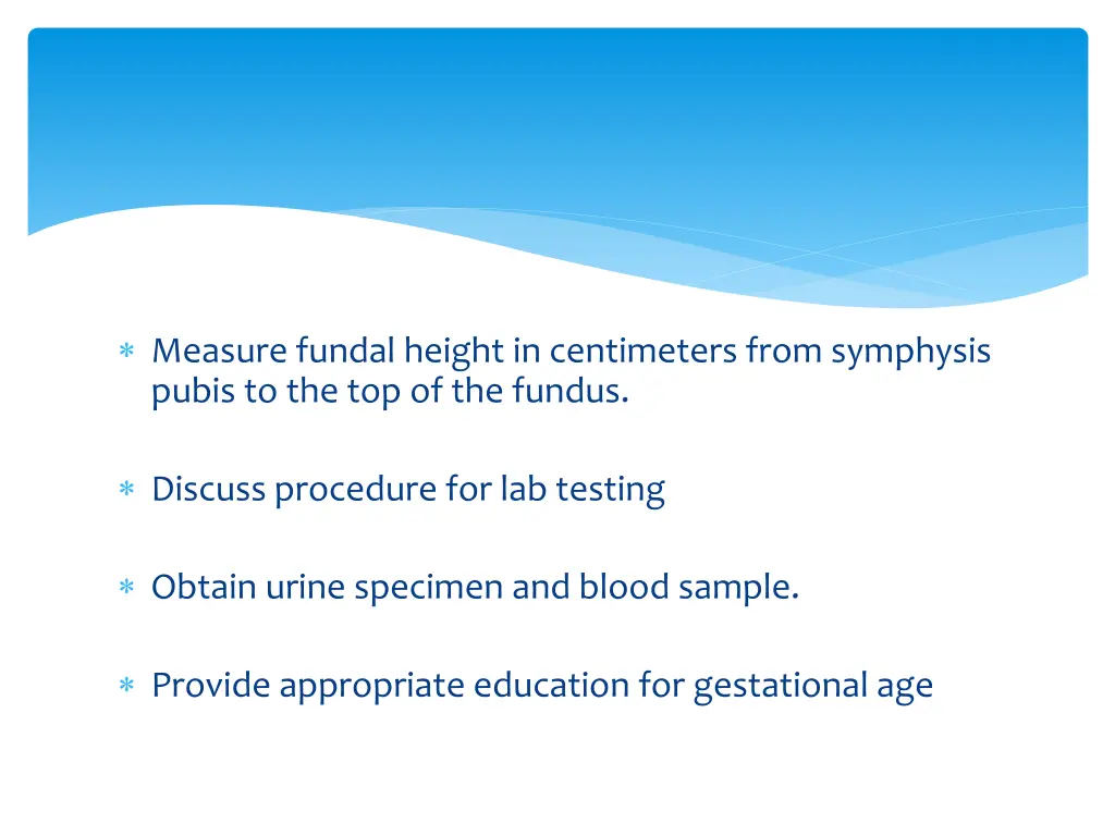measure fundal height in centimeters from
