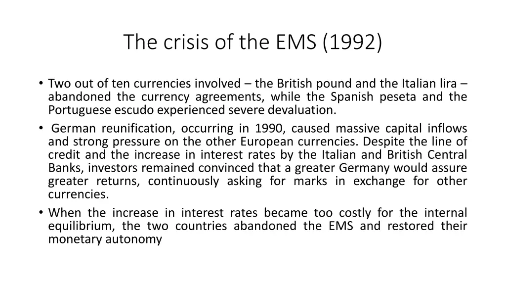 the crisis of the ems 1992