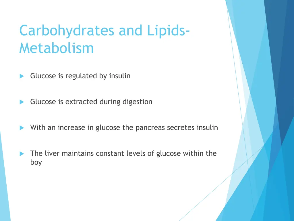 carbohydrates and lipids metabolism