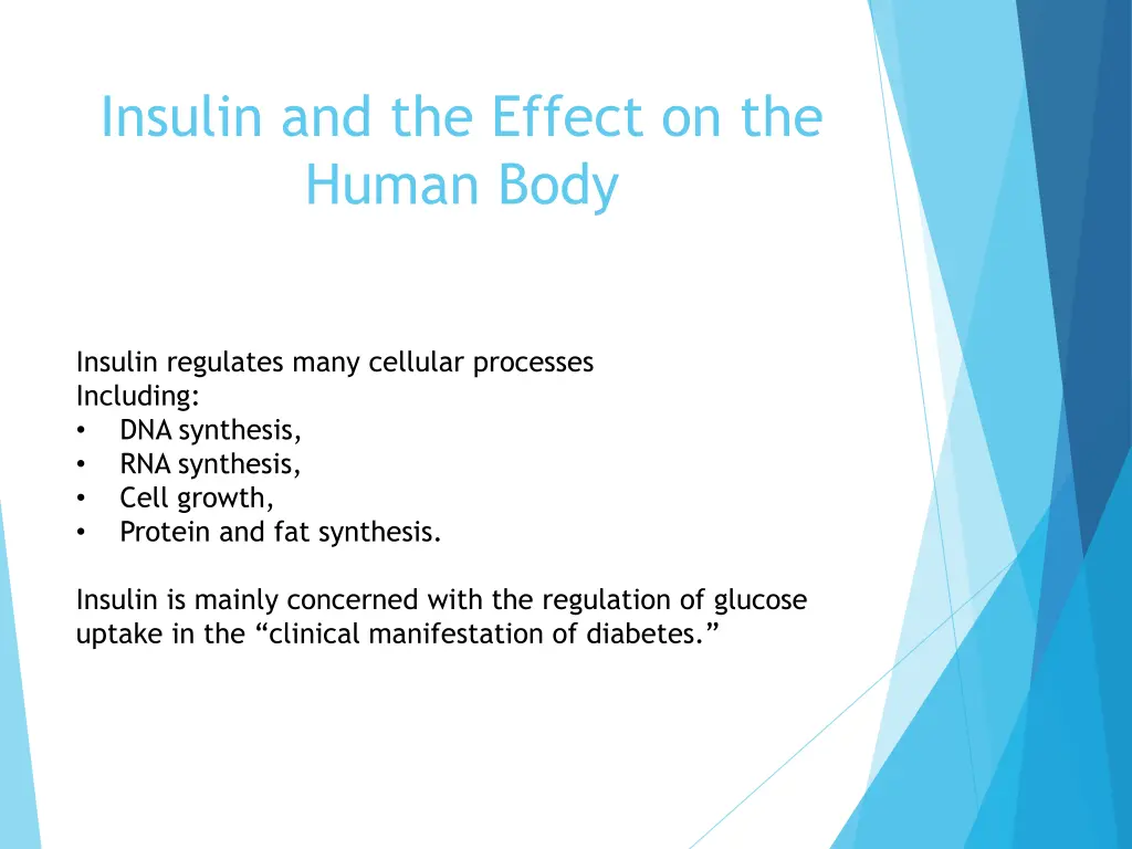 insulin and the effect on the human body