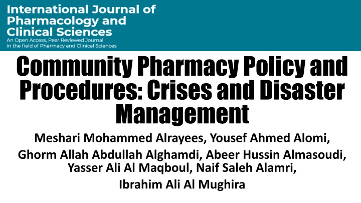 community pharmacy policy and procedures crises