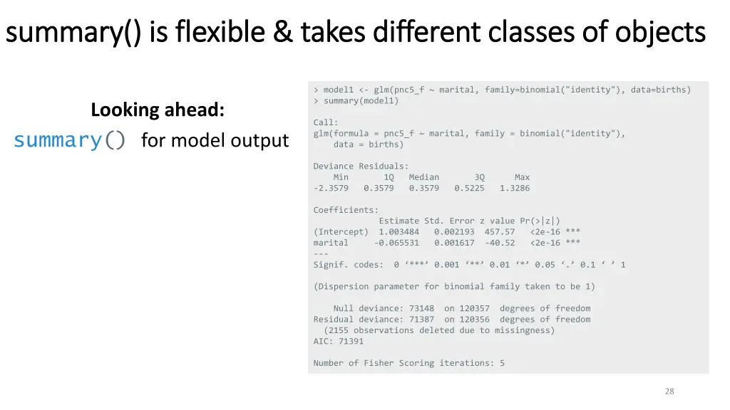 summary is flexible takes different classes