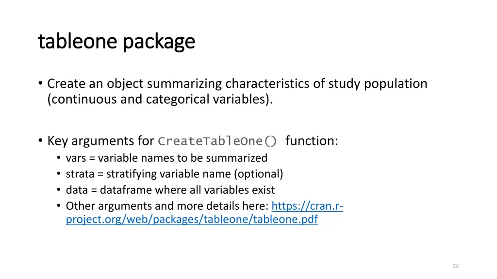 tableone tableone package