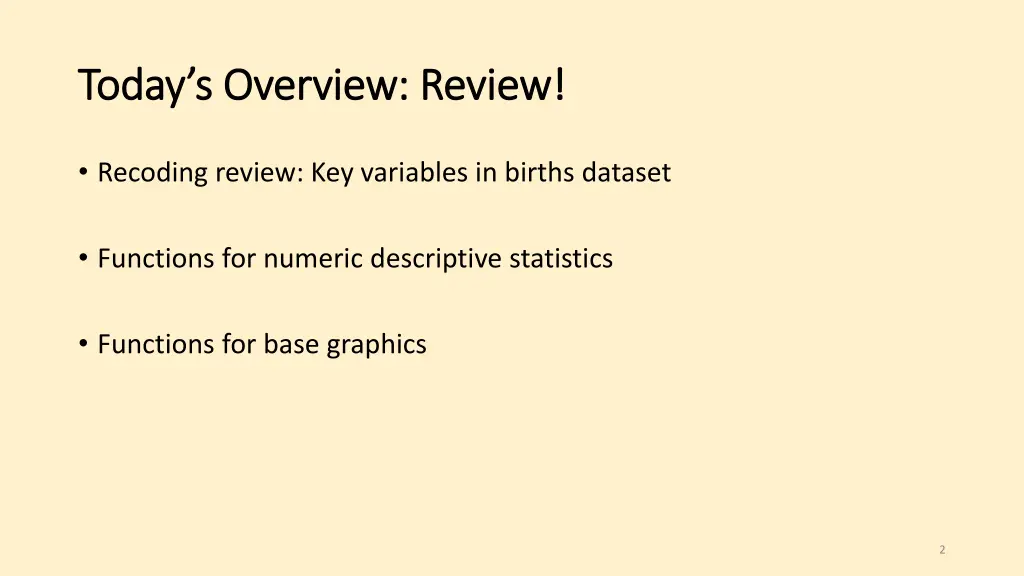 today s overview review today s overview review