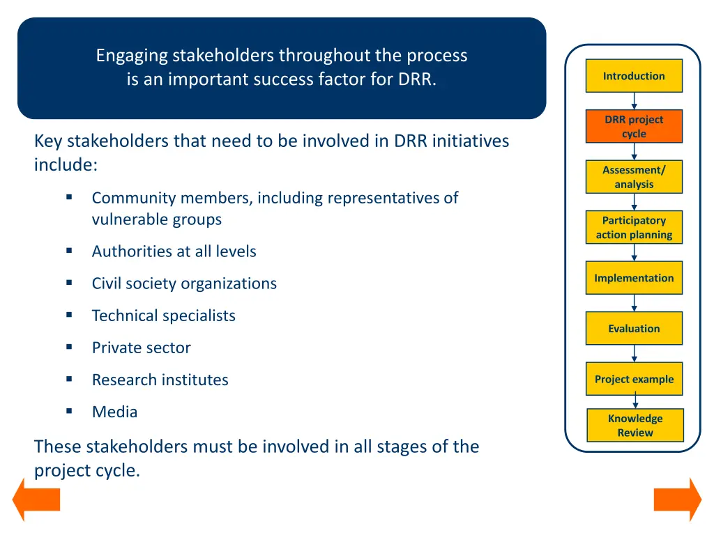 engaging stakeholders throughout the process