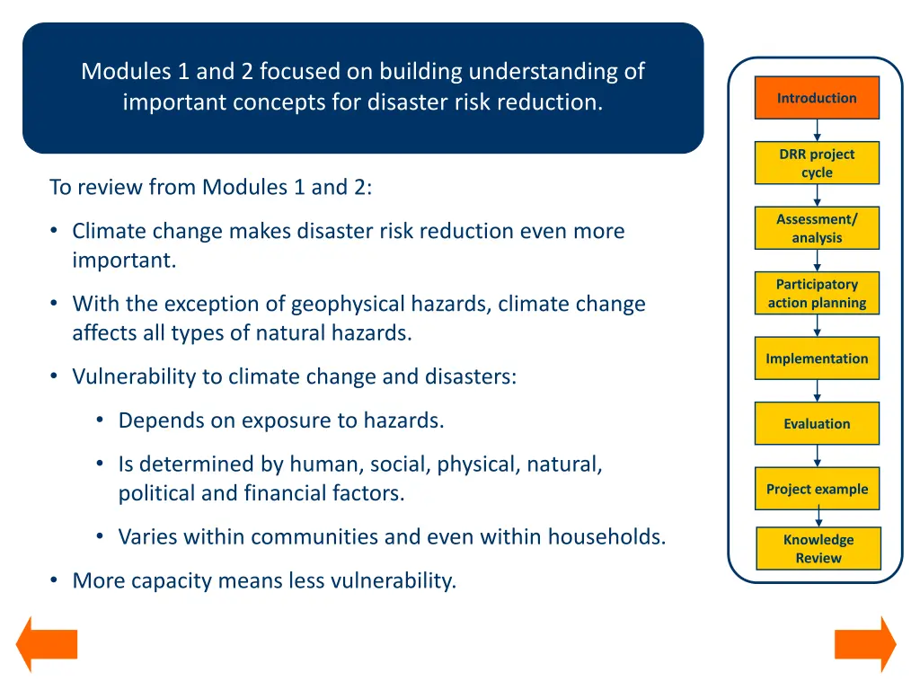 modules 1 and 2 focused on building understanding