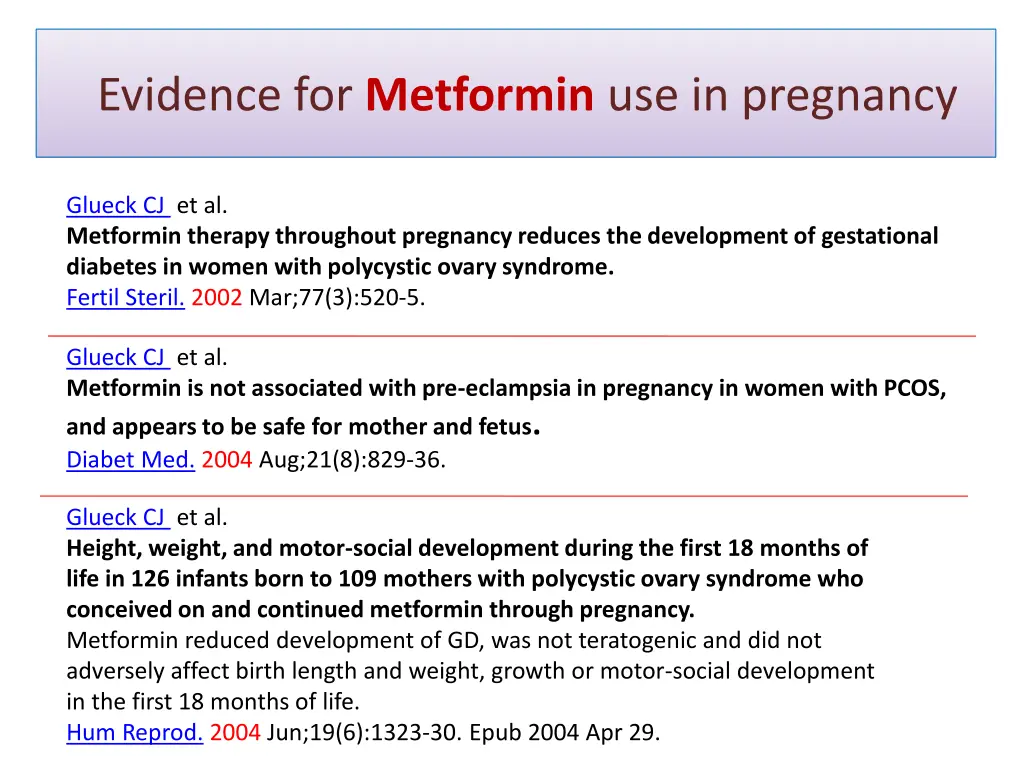 evidence for metformin use in pregnancy 3